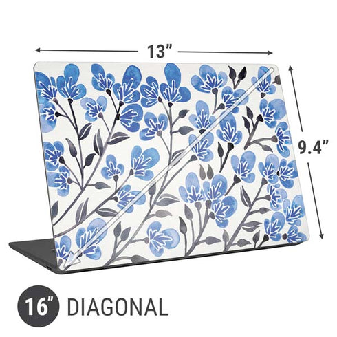 Cat Coq Blue Cherry Blossoms Universal Laptop 16in (13 x 9.4in) Skin